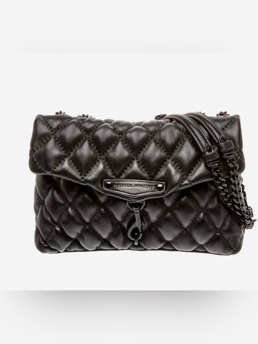 New Rebecca Minkoff Black Quilted Leather Flap Bliss Shoulder Bag
